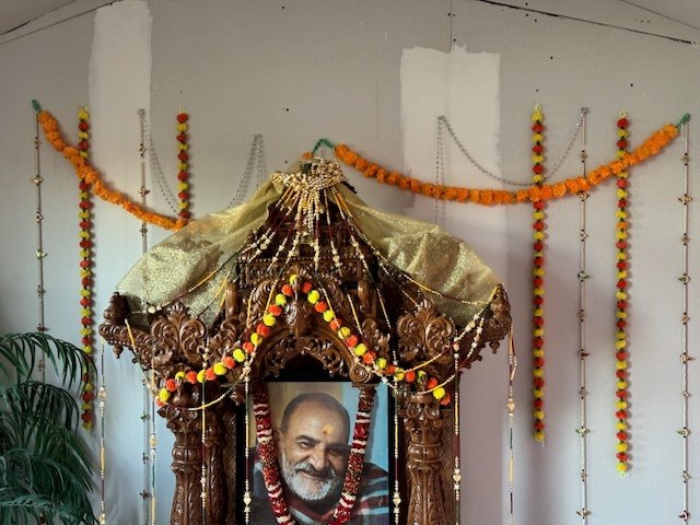 Baba's hand-carved altar at the mandir inauguration